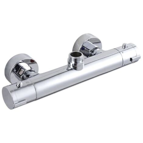 Mezclador termostático de ducha, doble mando, de pared, con mezclador termostático de agua - caño ascendente, para baños, autocaravanas y bañeras.