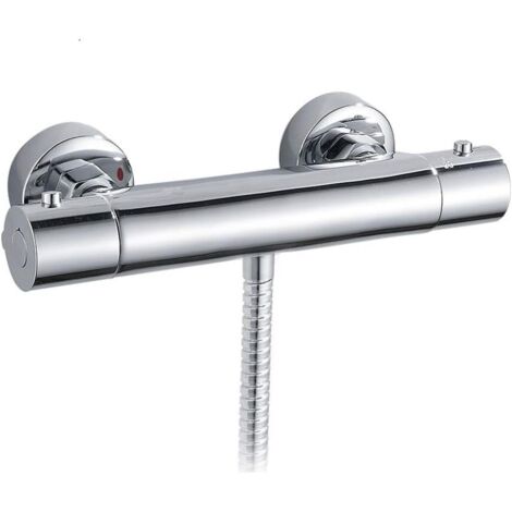 Mezclador termostático para ducha, 1/2", grifo de ducha con rociador, latón, montaje en pared, control constante de temperatura del agua caliente/fría para baño.