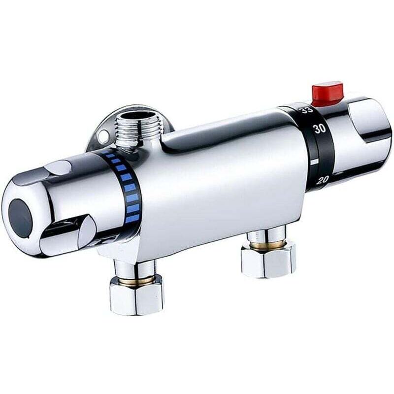 Aiperq Weiß Mezclador Termostático Para Ducha De Baño, Latón Cromado, Barra Mezcladora De Ducha De Pared, Válvula Desviadora, Accesorio De Baño Antiescaldaduras, Grifo Inteligente De Temperatura Constante.