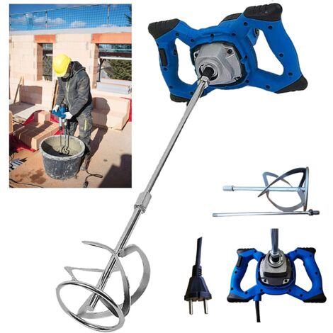 Mezcladora de concreto de 2600 W, 6 velocidades, 0-1500 rpm, eje espiral M14 de 59 cm, agitador de mortero de color de 120 mm de diámetro, para mezclar, mezcladora manual para pintura, concreto, yeso,