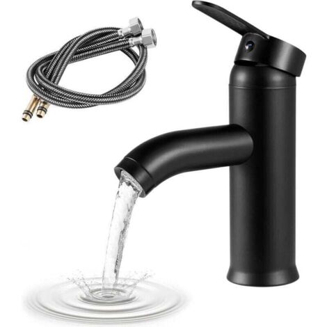 Mezcladora Monomando para Lavabo, Grifos de Cocina Grifo, Grifo de Lavabo, Grifo de Agua Fría y Caliente, Grifo de Baño de un Solo Orificio, Grifo de Baño, Llaves Lavabo Baño con Incluye Mangueras