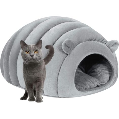 Mezheng – Niche igloo pour chat – Lit douillet en microfibre 38x42x33 cm – Coussin amovible – Pour animaux jusqu'à 9 kg