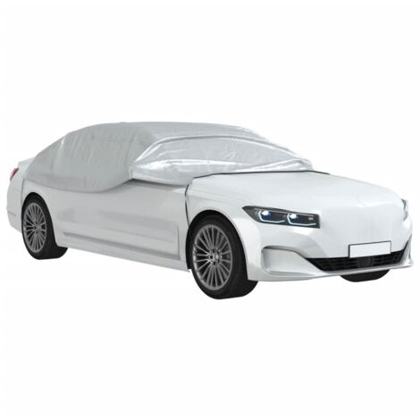 Mezza Copertura Auto con Ganci Argento M vidaXL