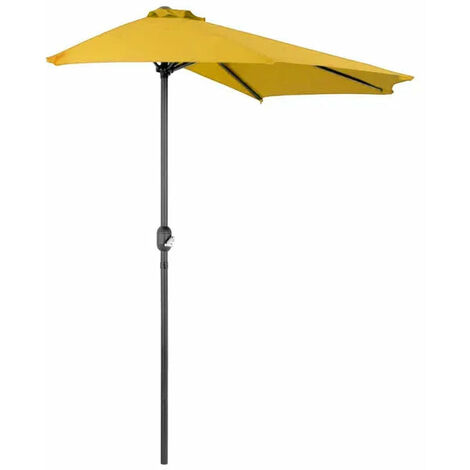 Mezzaluna Regenschirm 3 Meter Außensemischgarten mit Zentralpol in Half Moon Aluminium - Yellow