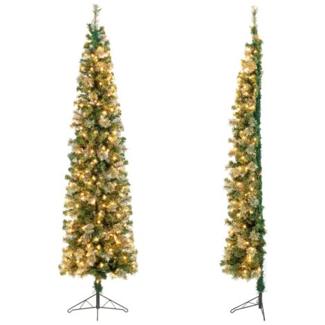 Mezzo albero di Natale 210cm con luci LED e base in metallo