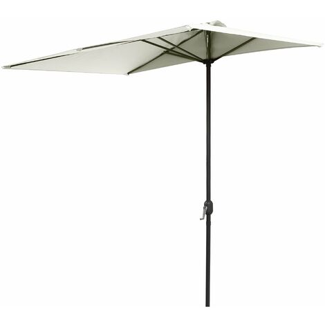 Mezzo Ombrellone da Giardino con Apertura a Manovella Mezzaluna Beige