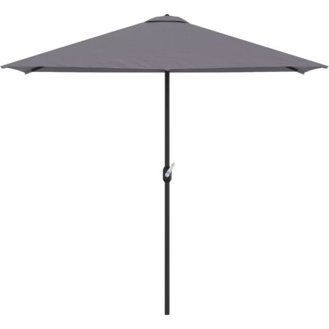 Mezzo Ombrellone da Giardino Mezzaluna 230 x130x245 cm con Apertura a Manovella Grigio