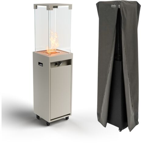 MF - Calefactor de gas exterior Faro hasta 8 kW portátil con vidrio templado gris claro