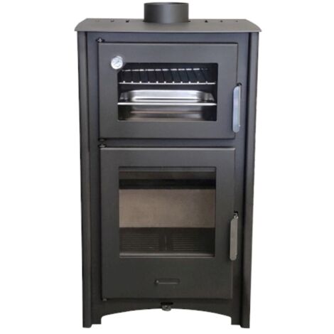 MF - Estufa de Leña con Horno Aroa de 12 kW en Acero con Cámara de Vermiculita y Horno Refractario – Incluye Bandeja y Parrilla