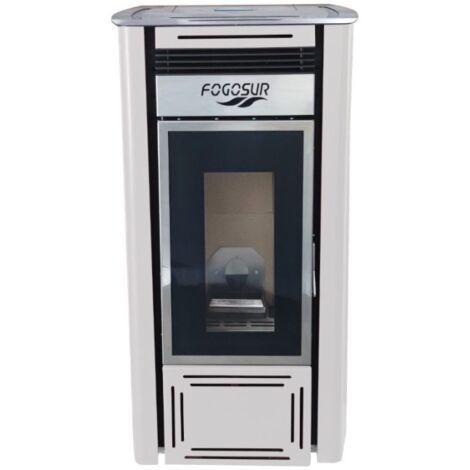 MF - Estufa de Pellets Canalizable Modelo VALERIA de 17 kW con 2 Canalizaciones Independientes para Calentar hasta 460 m³ - Blanco