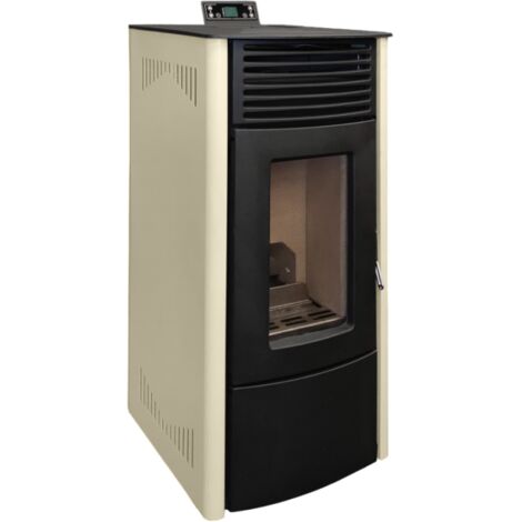MF - Estufa de Pellets Modelo CHLOE de 8,5 kW con Display Táctil, Acabado en Fundición Esmaltada, Depósito 28 kg y Eficiencia 91% para Calentar hasta 190 m³ - Beige