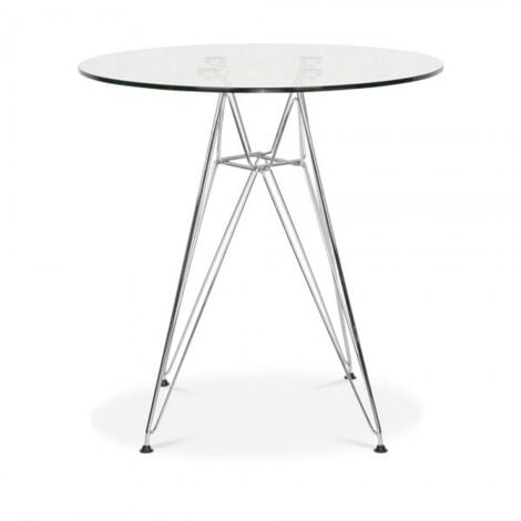 MAESTRO FERRETERO MF - Mesa de Comedor de Diseño Modelo TOWER - Base cromada, Tapa en Cristal Templado Redonda 90 cms de diámetro -