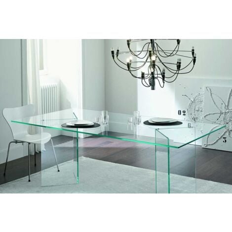 MAESTRO FERRETERO MF - Mesa de Comedor Modelo NICOLE -Fabricada Íntegramente en Cristal 200 x 120 cms -