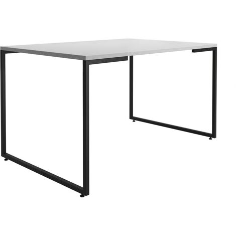 MF - Mesa de Comedor Modelo PORTO 135 - Estructura en Metal negro, Tapa MDP color blanco 135 x 90 cms -