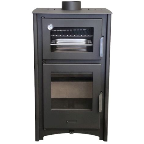 MF - Poêle à Bois avec Four Aroa 12 kW en Acier avec Chambre en Vermiculite et Four Réfractaire – Plateau et Grille Inclus