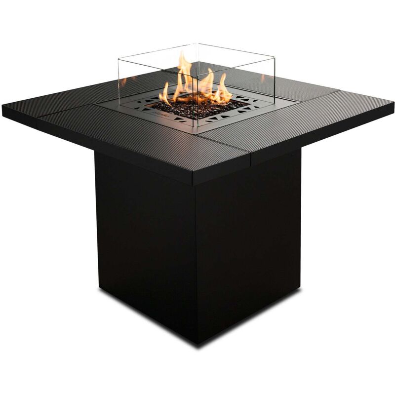 MF - Table brasero à gaz extérieur Square Table jusqu'à 10 kW en acier galvanisé noir