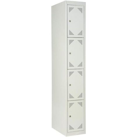 MF - Taquilla Metálica de Vestuario Desmontada 4 Puertas 1 Módulo Gris (300 x 1800 x 460 cm) Uso Profesional en Chapa de Acero