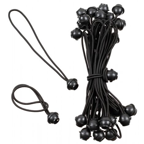 MFH Spanngummi mit Kugel, schwarz, 25er Pack