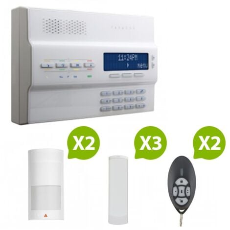 Kit Alarme autonome à détection de mouvement - Eclairage d'alerte intégré -  détecteur d'ouverture (x3) et télécommande (x2) 