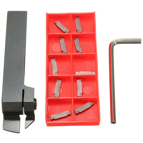 Porte - outil pour foret de tour 10 pièces lame en carbure + 4 pièces clé,  barre d'alésage de tournage de rainure intérieure de tour