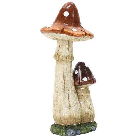 MGO Gartenskulptur Pilz-Deko mit LED-Beleuchtung, 25x22,5x56 cm, stilvolle Gartenfigur für Außenbereich