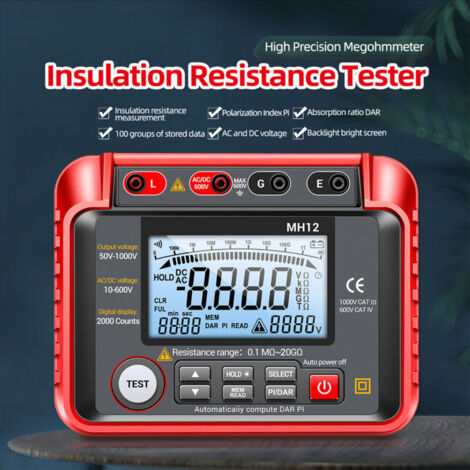 MH12 1000V Roter Isolationstester (Batterie nicht enthalten)