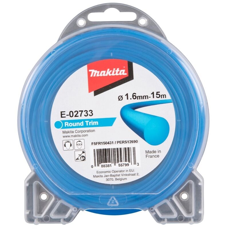 E-02733 Filo da taglio rotondo, 1,6 mm, 15 m per tagliabordi a batteria dur 181 / ur 100 / ur 3000 / ur 3500 - Makita