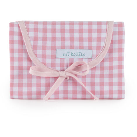 Mi Bollito - Cambiador de bebé portátil, plegable e impermeable. Tejido vichy. Fácil de guardar en el bolso maternal. Ideal para regalo de recién nacido. (Rosa)