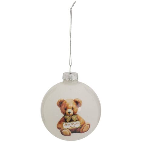 Mi primera bola de peluche de cristal de Navidad D.8cm blanco - Feeric lights & christmas