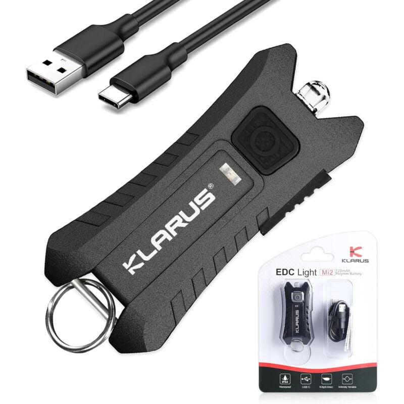 Mi2 Lampe torche porte-clés LED USB C rechargeable 40 lumens Petit porte-clés de poche léger alimenté par batterie Bulid-in