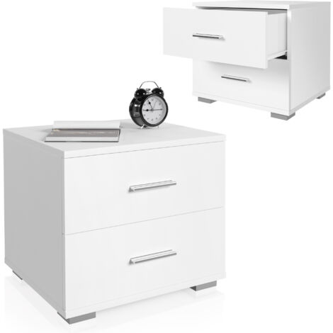 ECOMSOF MIADOMODO® Mesitas de Noche - Set de 2, 40x40x35 cm, 2 Cajones, Madera, Blanca - Mesillas de Noche Dormitorio, Habitación, Mesa Cabecera, Bedside Table, Night Stand, Muebles Cómodas y Cajoneras
