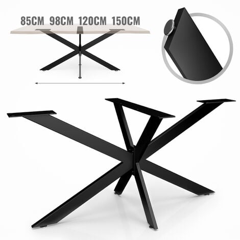 MIADOMODO® Patas de Mesa - Estilo Industrial, Diseño Araña, 98x58x42 cm, con Protección para Suelo y Tornillos, Acero, Negro - Piernas para Mesa de Comedor, Mesa de Centro, con Estructura en Cruz