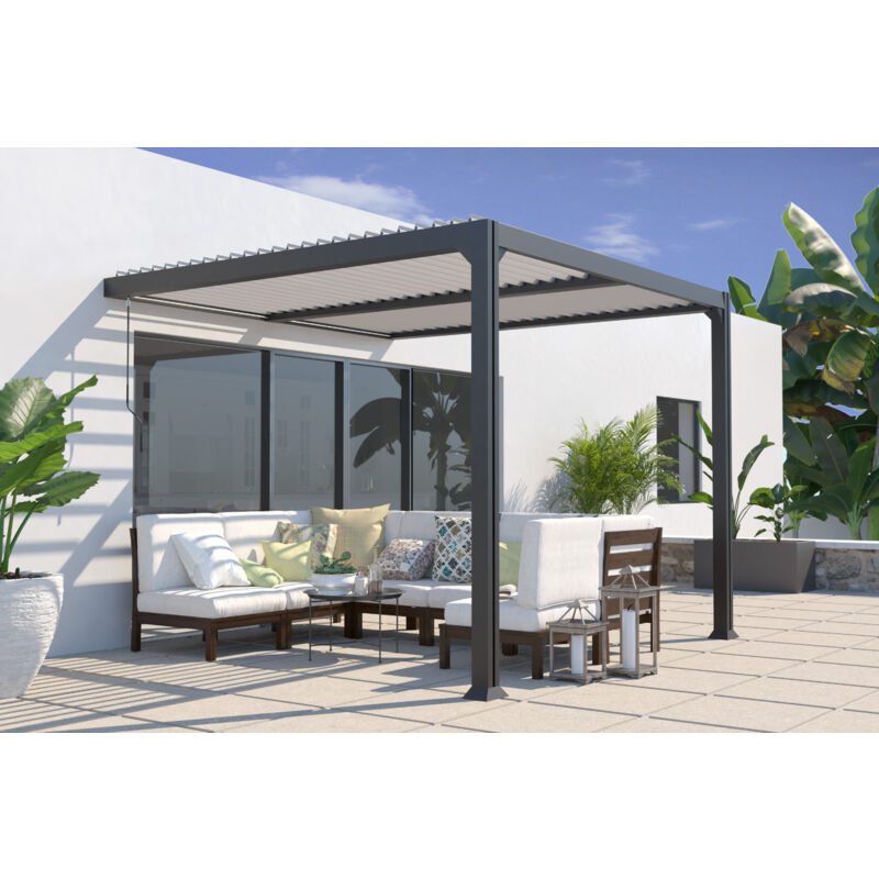 Miami - Pergola Adossee Bioclimatique 3X3M En Aluminium