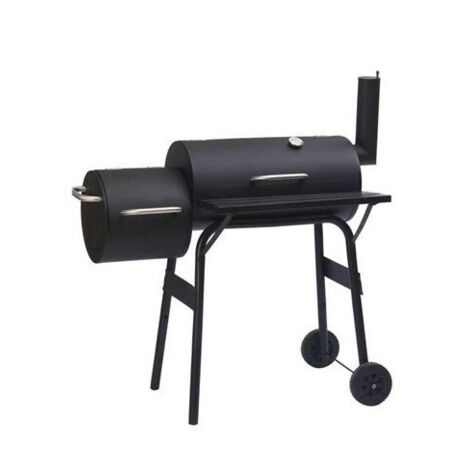 Miami SmokeMaster  Barbacoa-Ahumador de Carbón  con ruedas , Doble Cámara y Termómetro