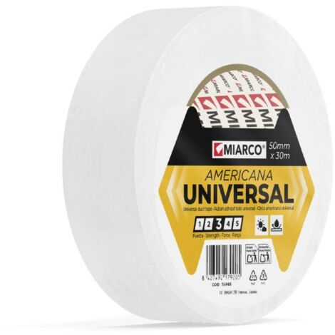 MIARCO cinta americana universal blanco 50x10 rollo 10 m , Cinta americana universal blanca 50 mm x 10 m Miarco Cinta americana universal eficaz para reparaciones de emergencia