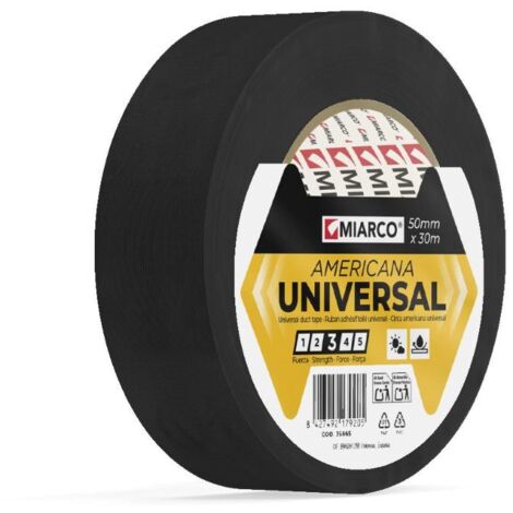 MIARCO cinta americana universal negro 50x10 rollo 10 m , Cinta americana universal negra 50 mm x 10 m Miarco Cinta americana universal eficaz para reparaciones de emergencia