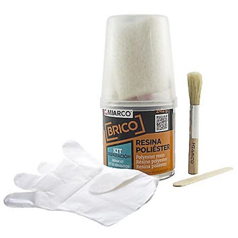 MIARCO kit reparacion 0.25m2 resina gris , Kit de reparación de uso fácil y rápido.Repara agujeros, hendiduras, partes corroidas y grietas en gran parte de superficies incluyendo m