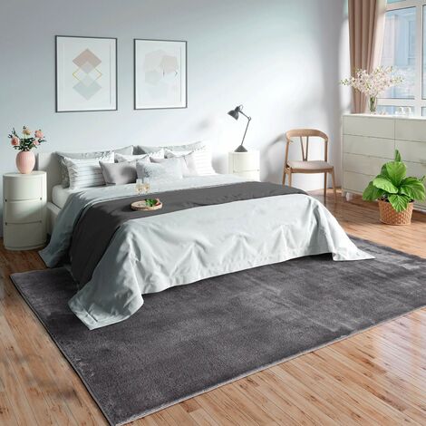 Mia's, tappeto Olivia, per soggiorno, a pelo corto, 80 x 150 cm, antracite