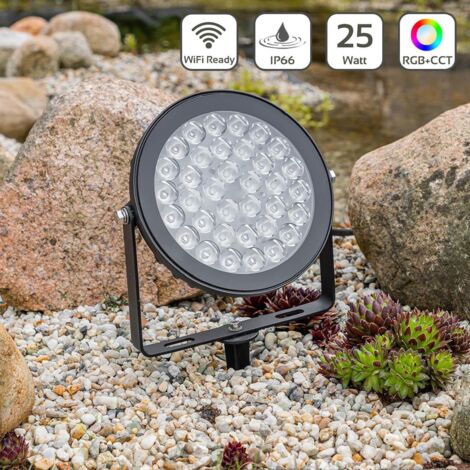 MiBoxer 25W 230V RGB+CCT LED Gartenstrahler WiFi Gartenleuchte mit Erdspieß FUTC05
