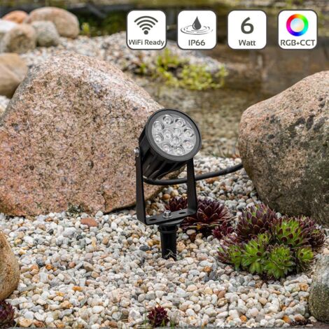 MiBoxer 6W 230V RGB+CCT LED Gartenstrahler WiFi Gartenleuchte mit Erdspieß  FUTC04