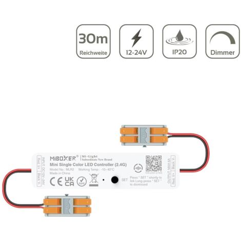 MiBoxer LED Dimmer Mini 2.4GHz 12/24V offenes Kabelende MLR2