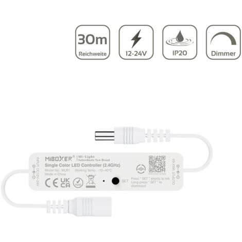 MiBoxer LED Dimmer Mini 2.4GHz 12/24V Stecker/Buchse MLR1
