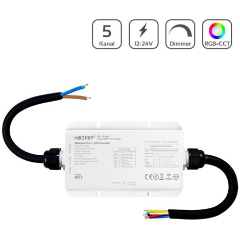 MiBoxer RGB+CCT LED Controller IP67 5 Kanal 12/24V Multifunktion LED Strip Panel Steuerung LS2-WP