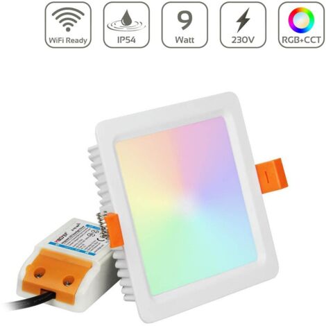 MiBoxer RGB+CCT LED Einbaustrahler eckig weiss 9W 120x120mm 2.4GHz WiFiready FUT064
