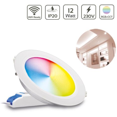 MiBoxer RGB+CCT LED Einbaustrahler rund 12W Ø180mm 2.4GHz WiFi ready FUT066 - Farbe: weiß