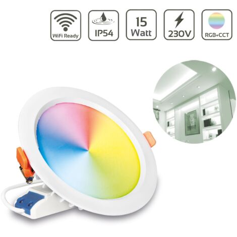 MiBoxer RGB+CCT LED Einbaustrahler rund weiss 15W Ø190mm IP54 2.4GHz WiFi ready FUT069