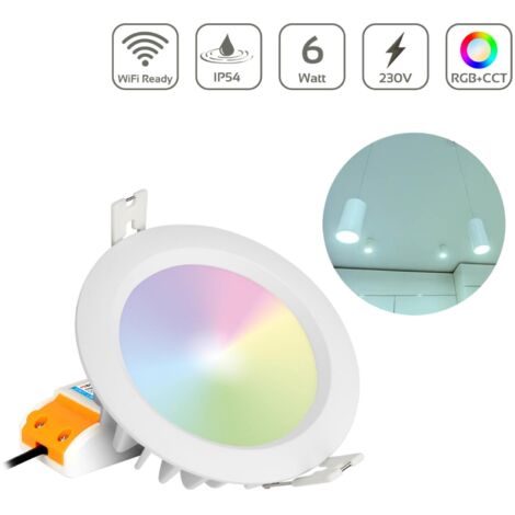 MiBoxer RGB+CCT LED Einbaustrahler rund weiss 6W IP54 Ø111mm 2.4GHz WiFiready FUT063