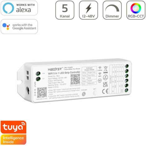 MiBoxer RGB+CCT Smart WiFi LED Controller 5 Kanal 12/48V WiFi Alexa Google Steuerung WL5
