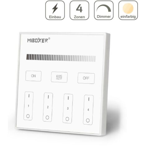 MiBoxer Wandschalter 4 Zonen Einbau Dimmen Schalten 230V Anschluss T1
