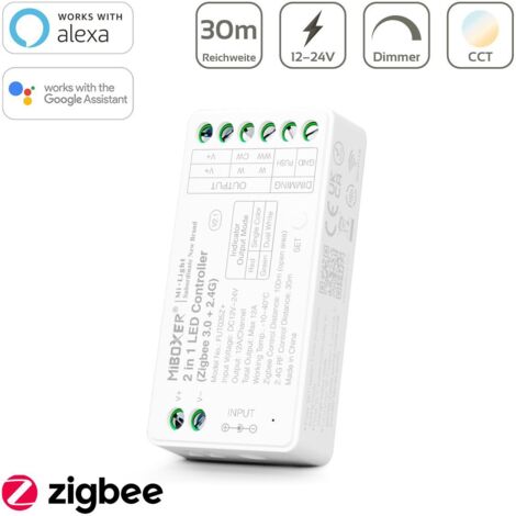MiBoxer Zigbee 3.0 + 2.4GHz CCT LED Controller 2 in 1 Einfarbig / Dual White 12/24V Tuya Alexa Google Steuerung FUT035Z+
